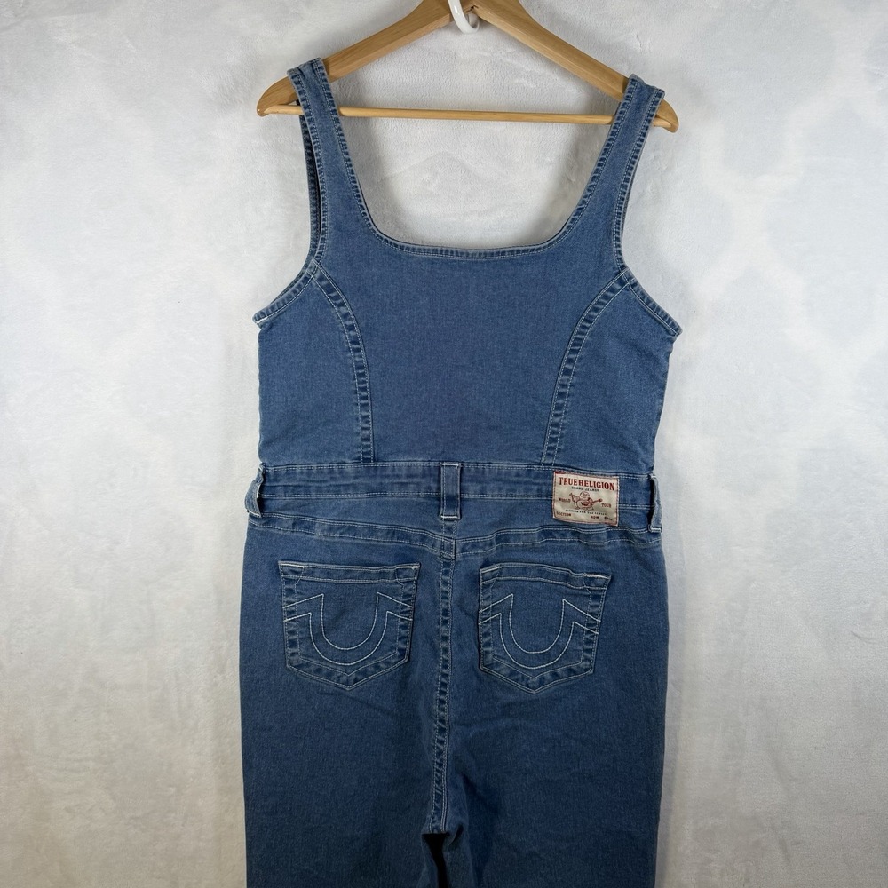 True Religion Womens Denim Zipped Jumpsuit Medium Wash Blue Size XL
